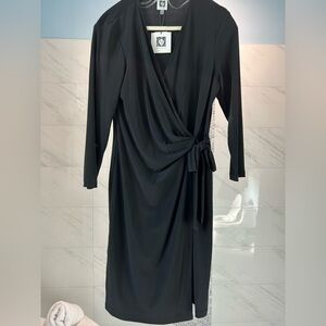 Ann Klein size 6 black formal dress long sleeve